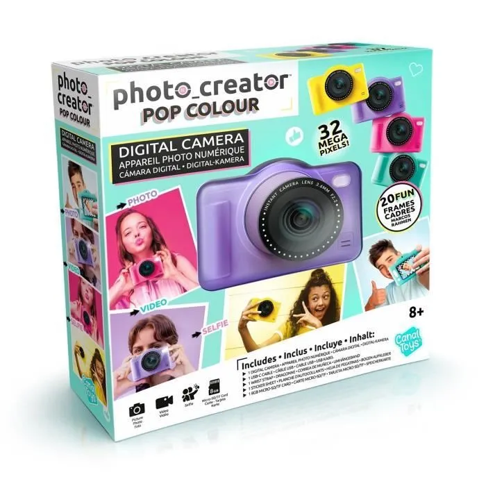 Canal Toys - Photo Creator -Appareil Photo Numérique Pop Couleur Violet- Avec carte SD 8Go incluse - CLK 041-3
