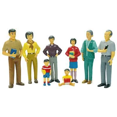 Set de 8 personnages MINILAND - Famille asiatique - Jouet pour enfant de 3 ans et plus-0