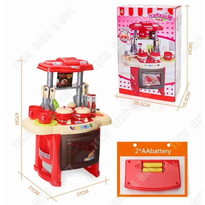 TD® Kit cuisine jouet vaisselle filles rose, dinnette pour enfant avec musique, légère fille cuisine vaisselle enfant jouet éducatif-3