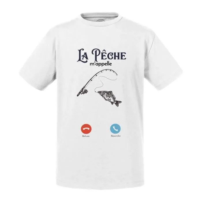 T-shirt Enfant Blanc La Pêche M'Appelle Loisir Lac-0