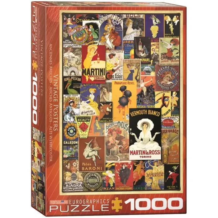 Puzzle Eurographics 1000 pièces - Affiches Vintage - Marque EUROGRAPHICS - Tableaux et peintures - Adulte-0
