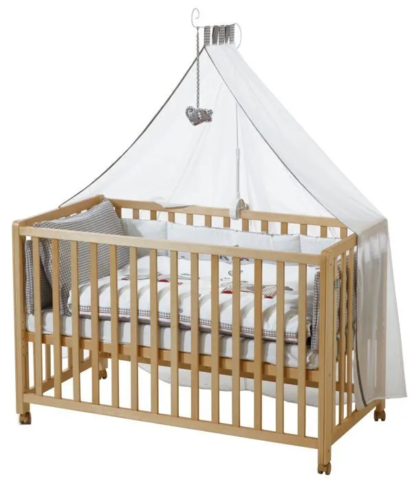 Lit Cododo Complet Jumbotwins - ROBA - 60x120 cm - 4 roues à freins - Naturel-4
