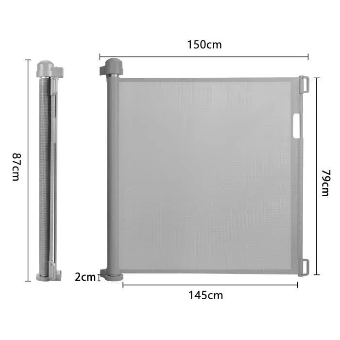 LZQ Barrière de sécurité pour porte d'escalier - Pour bébés et animaux domestiques - 0-150 cm - Hauteur : 87 cm - Gris-2