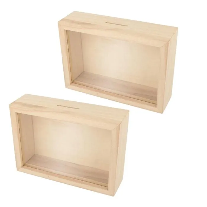 2 tirelires cadre en bois à customiser 12 x 17 cm-0