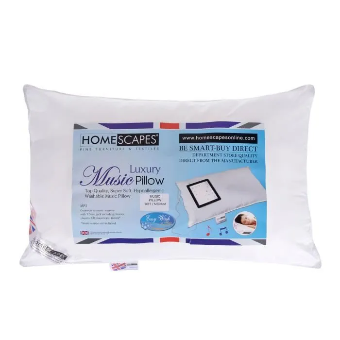 Oreiller musical synthétique microfibre confort souple/moyen Blanc 50 x 75 cm-0