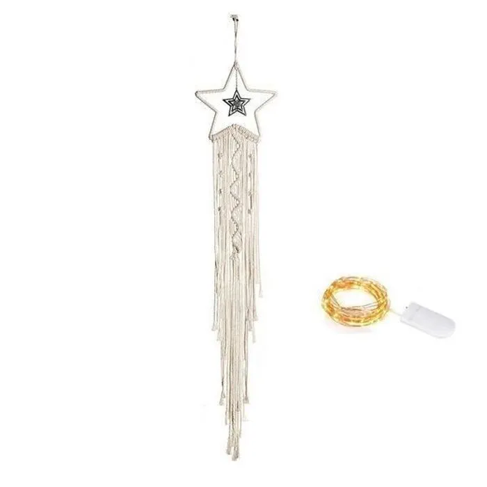 Attrape-Rêve - Macramé - Etoile - Guirlande LED - 94 cm - Intérieur-0