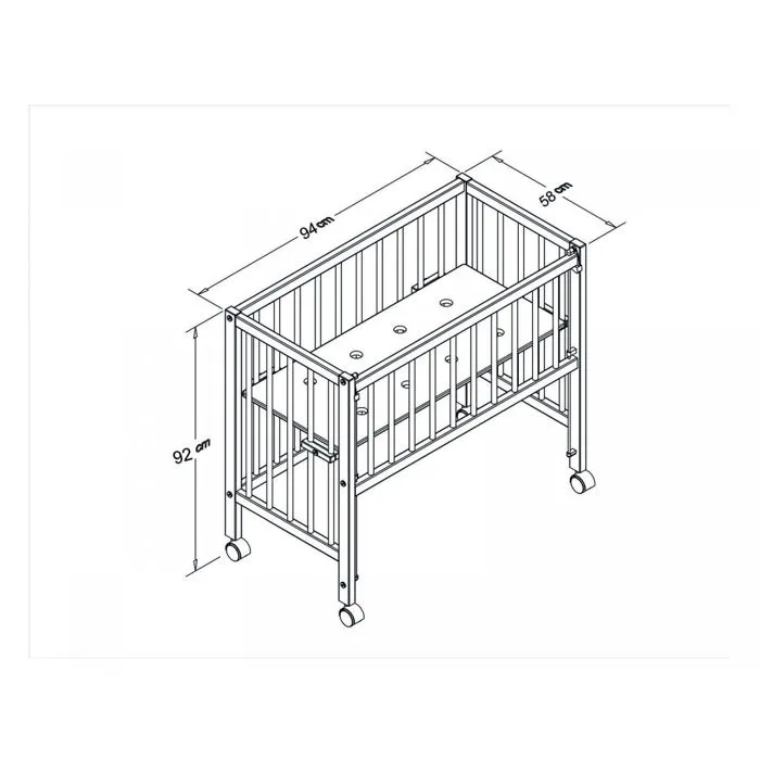 Lit bébé à barreaux cododo Maxi Boxspring en hêtre massif blanc 50x90 cm-2