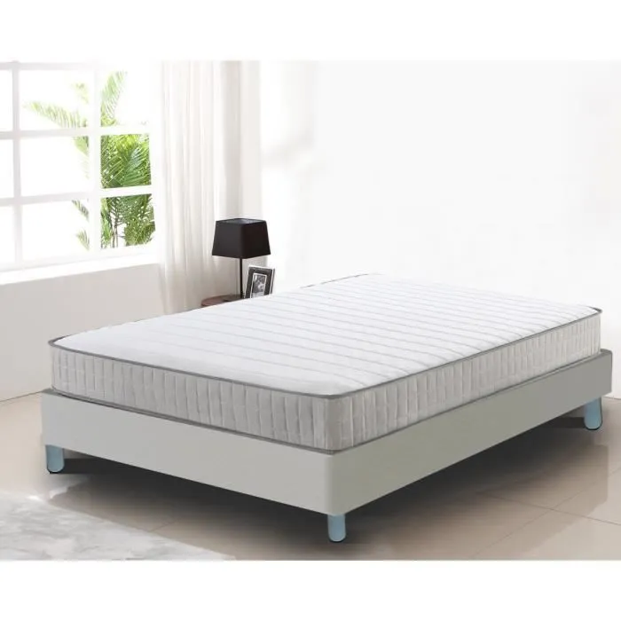 Pack Complet Matelas 140x190 cm + sommier + Pieds - ENSEMBLE SOMMIER MATELAS-0