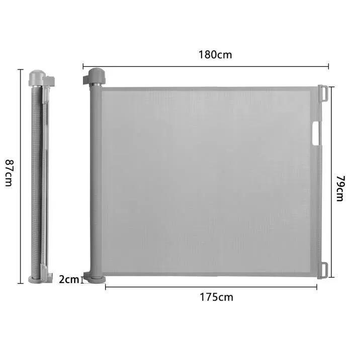 UISEBRT Barrière de Sécurité Porte Rétractable 0 à 180cm pour Enfants Chiens et Intérieur & Extérieur Escalier Gris 88.5cm Haute-1