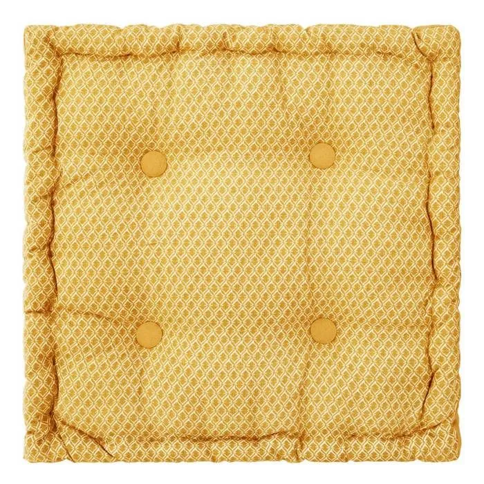 Coussin de sol "Otto" - coton - jaune moutarde 40x40 cm - Jaune - Atmosphera createur d'interieur-0