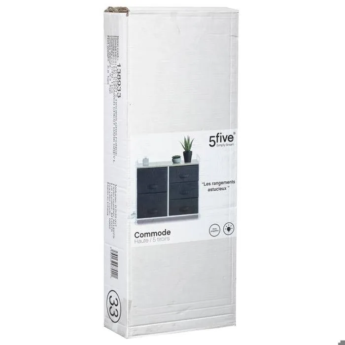 Meuble de rangement 5 tiroirs 83 cm - Gris foncé-1