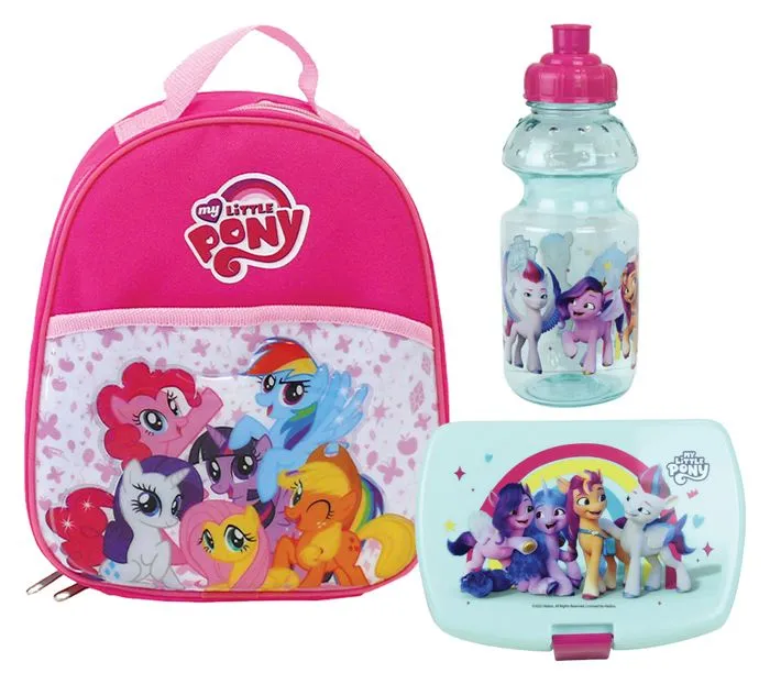 MY LITTLE PONY - Lot vaisselle pour enfant avec 1 gourde, 1 boite gouter et 1 sac à dos isotherme 5L-0