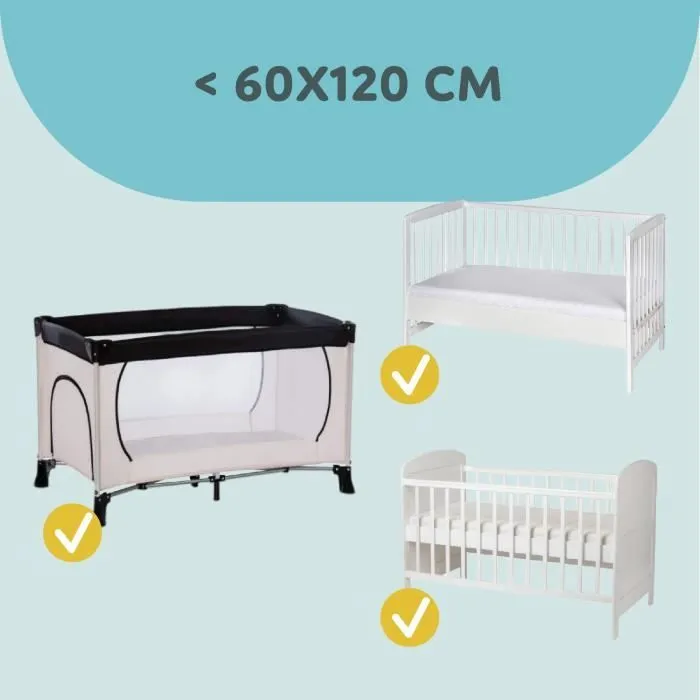 Ensemble drap housse poussette couffin - 2 x housse + protège matelas 120 x 60 cm étoiles blanc gris-1
