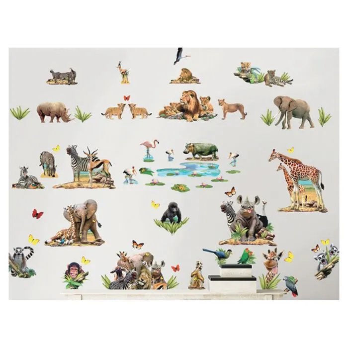 Stickers Jungle Safari - W WALLTASTIC - 82 stickers - Thème Déco - Vinyle Beige-3