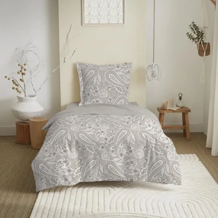 Parure de draps 3 pièces pour lit 90 x 190 cm Cachemire naturel-1
