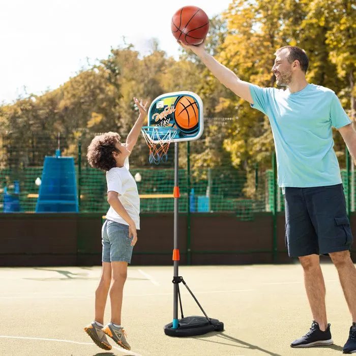 HOMCOM - Panier de Basket - Plastique - 65x32x158cm - Bleu, Gris-1