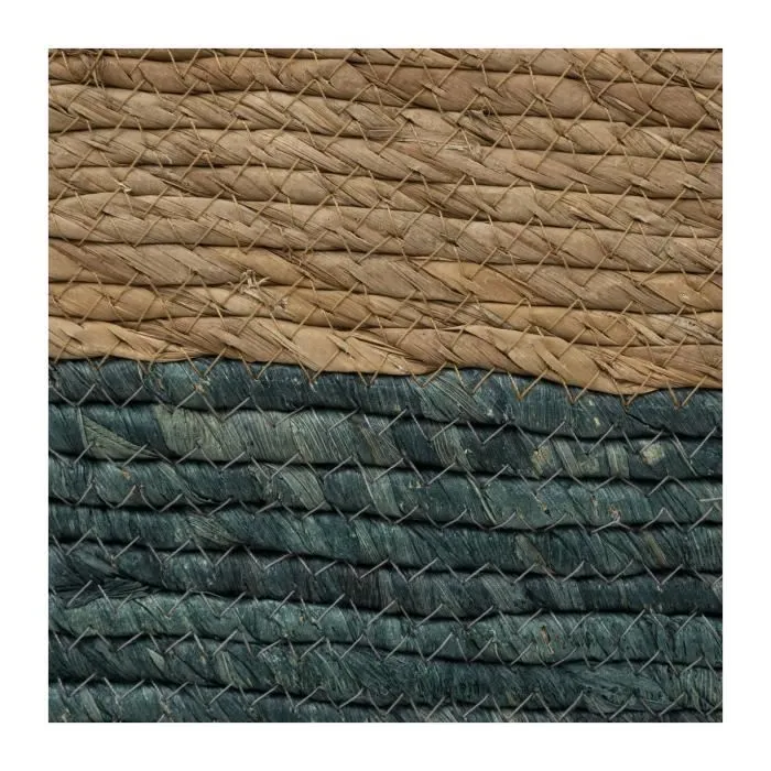 Boîte de rangement tressée bicolore - FIVE - Paille foin - 31 x 31 cm - Marron et gris-1
