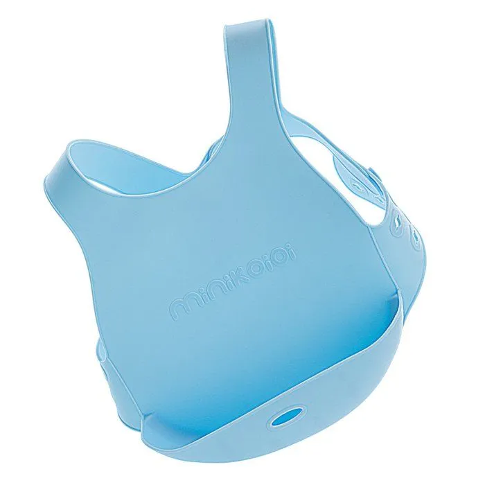 Bavoir récupérateur en silicone - Bleu-0