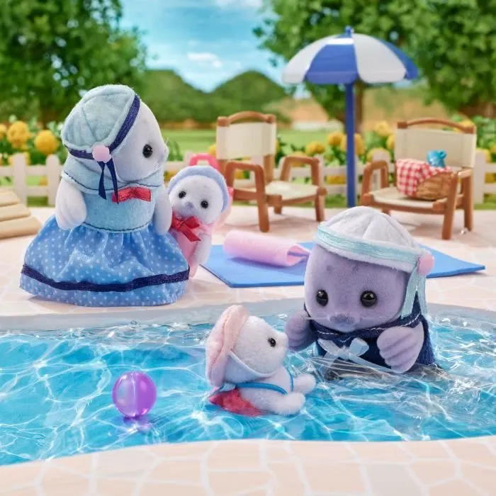 Famille Articulée - SYLVANIAN FAMILIES - Famille Phoque - 4 Personnages et Accessoires de Plage-7