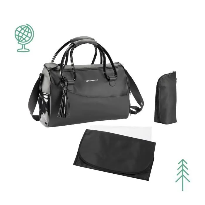 BADABULLE Sac à langer Glossy, Nombreuses poches intérieures et extérieures, Matelas à langer inclus-2