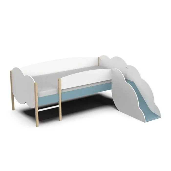CALICOSY - Lot lit toboggan nuage et 2 tiroirs - LONGANE - Blanc-2