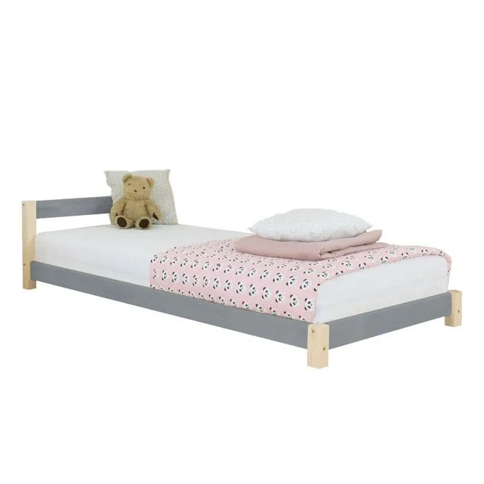 Lit enfant DREAMY 120 x 190 - gris et naturel-0