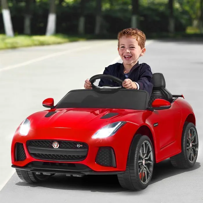 Jaguar Voiture Électrique 12V/4,5 pour Enfants 3-8 Ans, Télécommande 2.4G, 3-5 km/h,2 Moteur, MP3, USB, TF, Récit Rouge-5