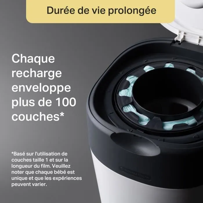 Tommee Tippee - Poubelles à couches - Twist & Click - Anti-Odeurs Anti-Germes - 1 cassette - Film multicouche antibactérien - Blanc-4
