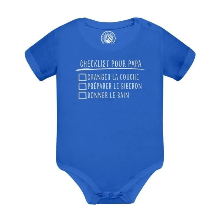 Body Bébé Manche Courte Bleu Checklist Pour Papa Blague Humour Bébé Parents-0