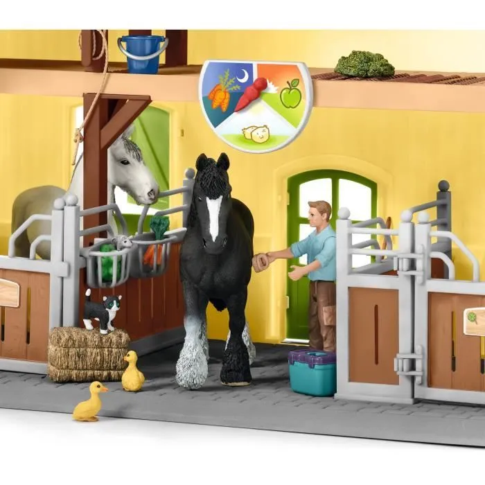 Écurie SCHLEICH - Farm World - 7 animaux, 2 box pour chevaux et accessoires-6