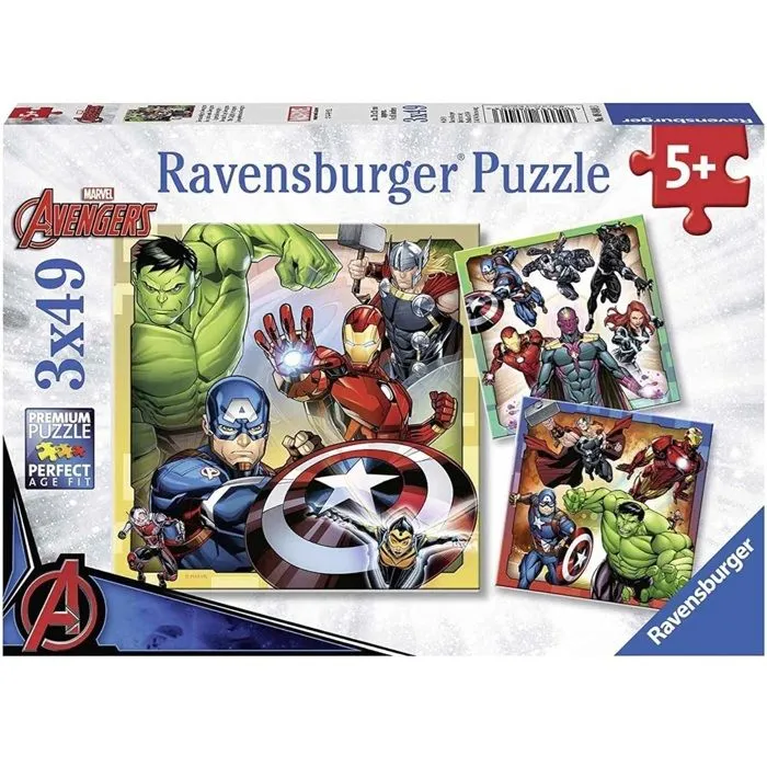 Puzzles Avengers 3x49 pièces Ravensburger pour enfant dès 5 ans-0