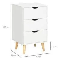 Meuble de rangement - HOMCOM - Chiffonnier 3 tiroirs - Design scandinave - Bois pin et panneaux blanc-3