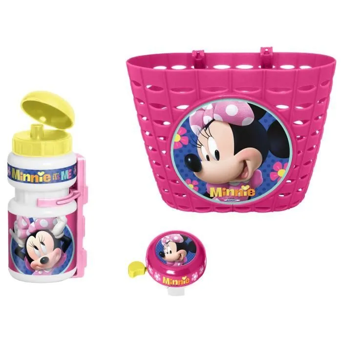 Corbeille + bidon + sonnette Minnie - DISNEY - Rose, blanc et jaune - Pour enfant-0