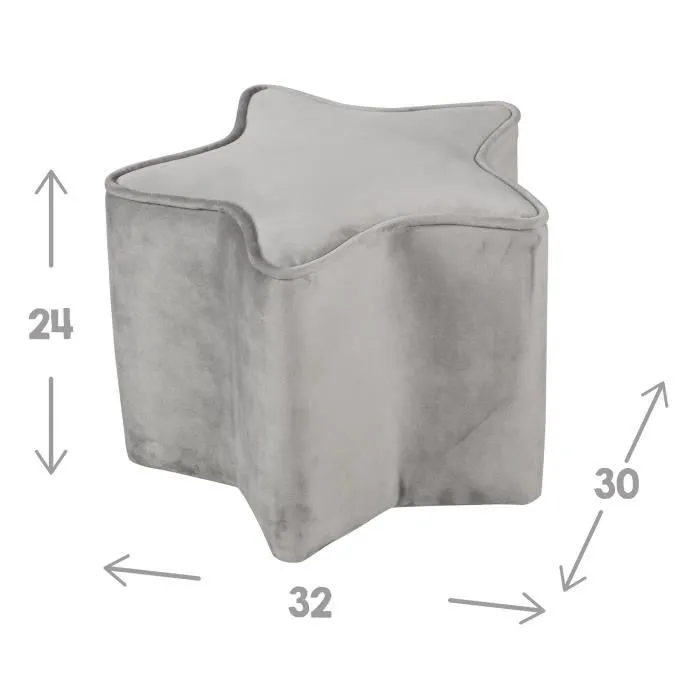 ROBA Canapé et Pouf Enfant Lil Sofa + Coussin Décoratif Étoile - Ensemble en Velours - Gris Argenté-2