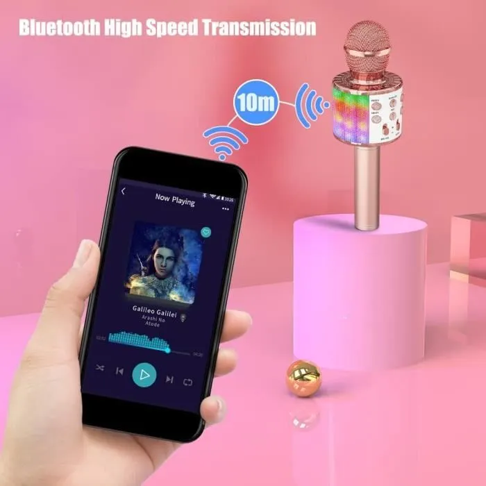 Microphone Sans Fil Karaoké, Ankuka Micro Karaoke Enfant avec Lumières LED de Danse, Microphone Bluetooth pour Enfants Fille Garcon-3