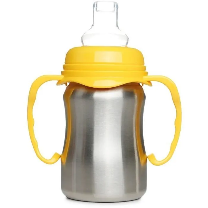 Tasse d'apprentissage - THERMOBABY - Inox - 180 ml - Jaune Mangue - Ergonomique et anti-fuites-3
