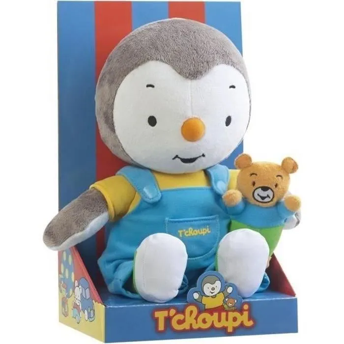 Jemini T'choupi - Peluche Tchoupi 30 cm avec ourson-0