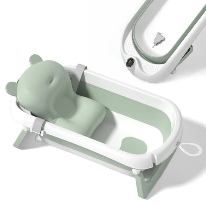 Baignoire bébé pliable - Thermomètre et coussin inclus - CLOUD - Green | SUPERBE BEBE-0