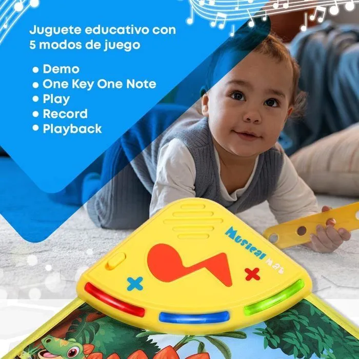 Tapis de Jeu Enfant de Piano Musical Bébé avec 8 Sons de Dysnosaures et LED,CP5926-1-1