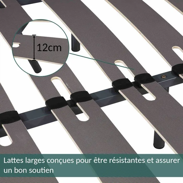 Sommier Robuflex 90x190 Sampur | Résistant et Confortable - Lattes Larges Réglables - Pieds Inclus - Structure Robuste Acier Epoxy-2
