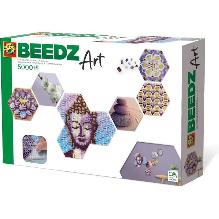 Kit de perles à repasser SES CREATIVE Beedz Art - Hexagones zen pour enfant de 12 ans et plus-0
