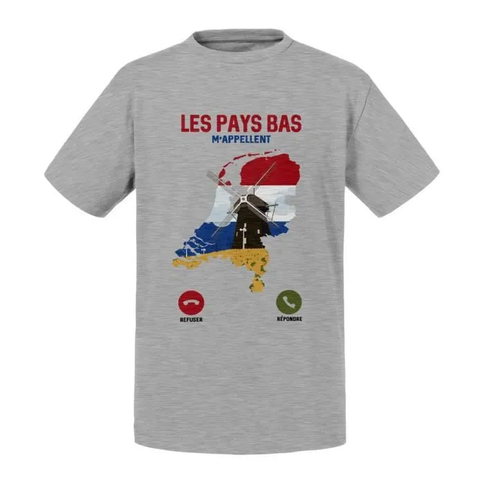 T-shirt Enfant Gris Les Pays Bas M'Appellent Voyage Passion Tourisme-0