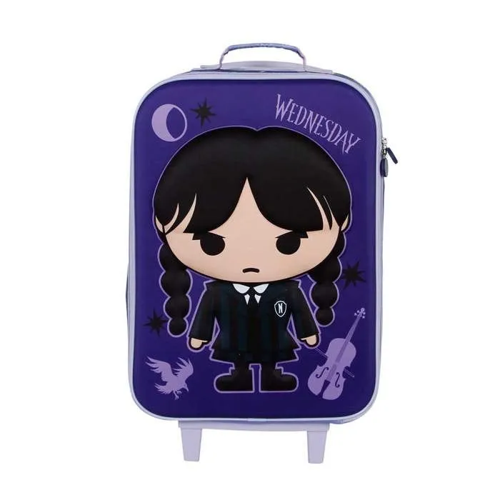 Valise Trolley Soft 3D - Mercredi Chibi - Lilas- Taille Unique-1