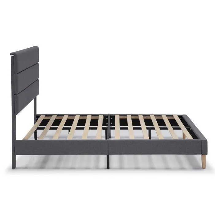 Cadre de lit plateforme Aroma capitonné 30 cm, 90x190 cm, Gris foncé-3