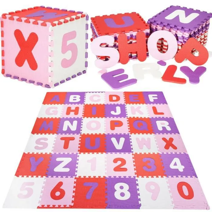 Tapis de jeu éducatif SPRINGOS® 36 puzzles lettres colorées pour bébés 175x175cm en mousse-0