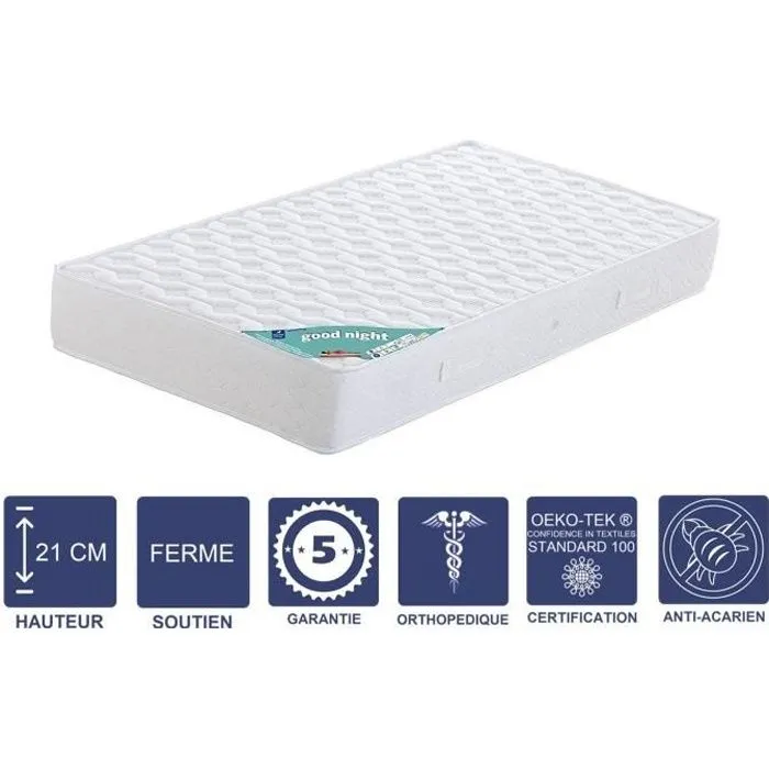 Matelas 140x190 x 21 cm - Ferme - Aertech+ 35 Kg-m3 HR Dernière Génération - Très Respirant-0