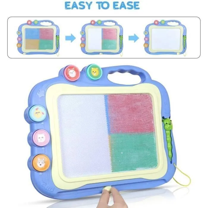 Ardoise Magique Grande Tablette Dessin Idéal，Tableau Magnétique Effaçable pour Bebes et Enfants garçon fille -35.5x28.5cm(Bleu)-1