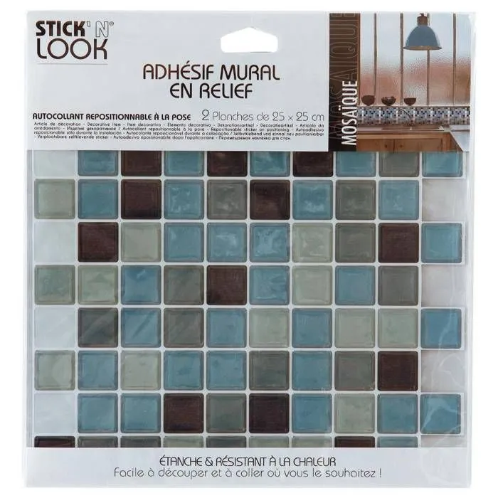 Sticker - ATMOSPHERA - Lot de 2 - 26x26 cm - Bleu - PVC - Décoration du sol-1