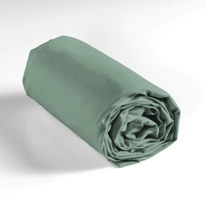 Drap housse 90x190 cm - Bonnet 30 cm - 100% coton - Sauge-3