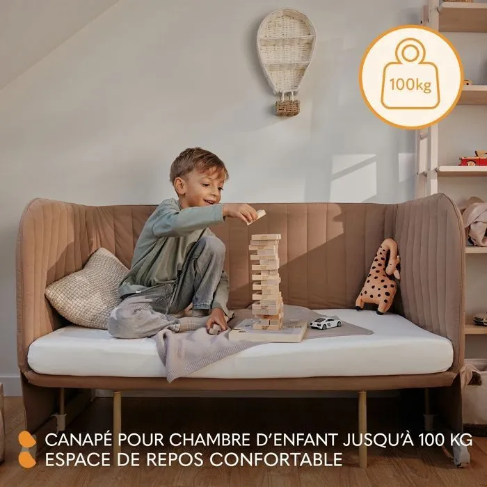 Lit bébé 5en1 LIONELO Thomi Plus - Lit Cododo - Barceau Bebe - Parc bebe - Canapé-lit - Jusqu'à 100 kg - 2 matelas - Caramel-1